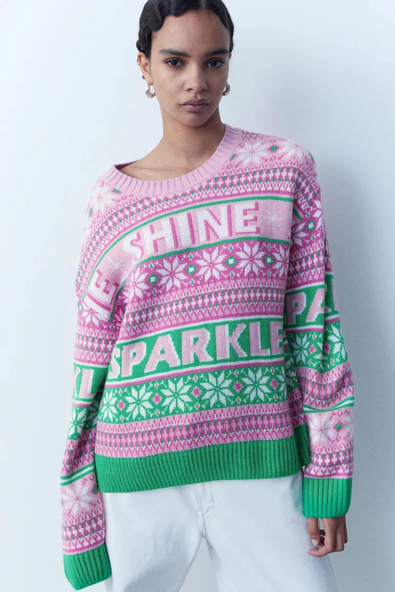 H&M jacquard sweater, pink