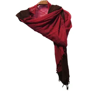 Hand Woven Double Wool Scarf Bordeaux