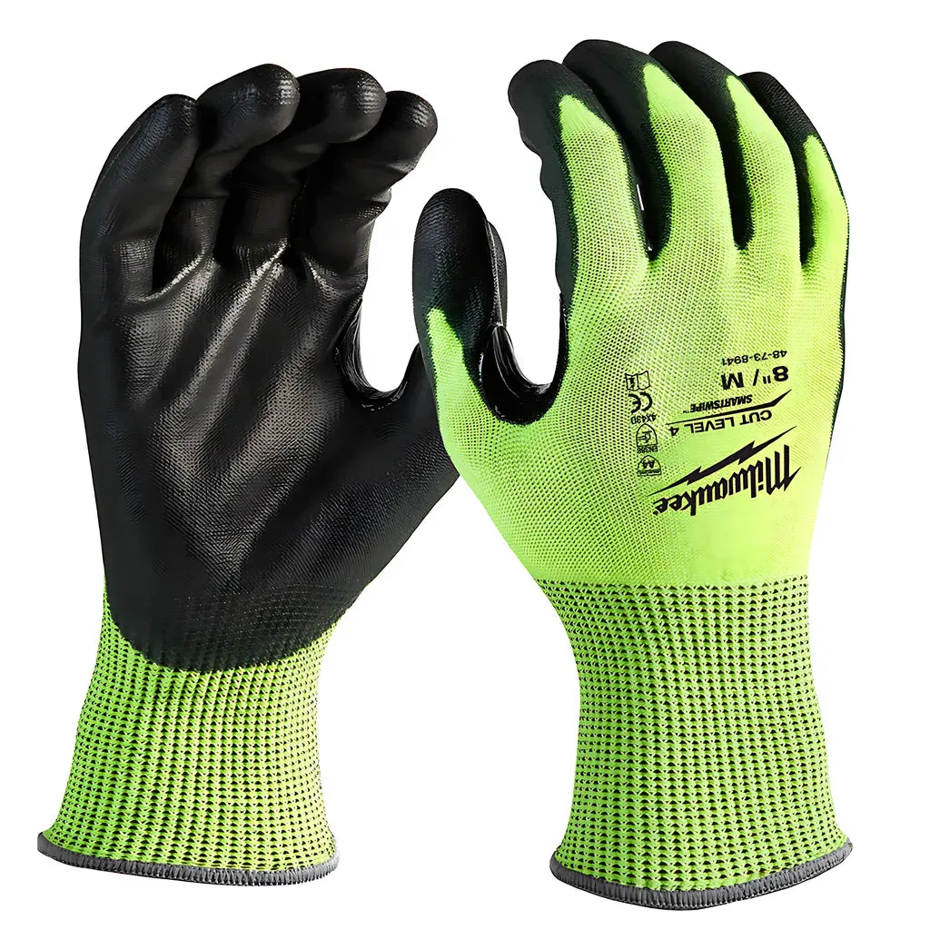 High Visibility Cut Level 4 Polyurethane Dipped Gloves - M