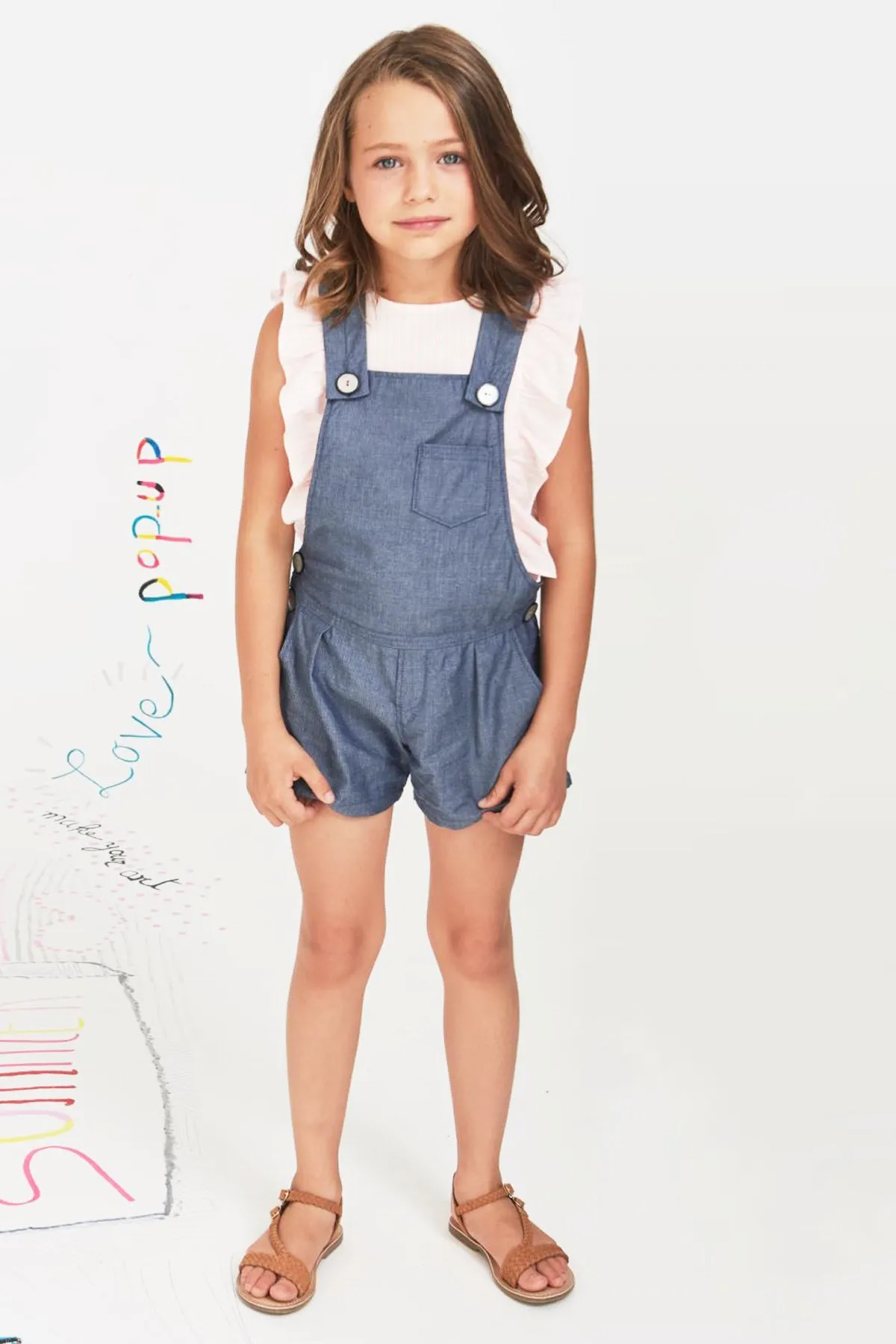 Jean Bourget Chambray Girls Romper