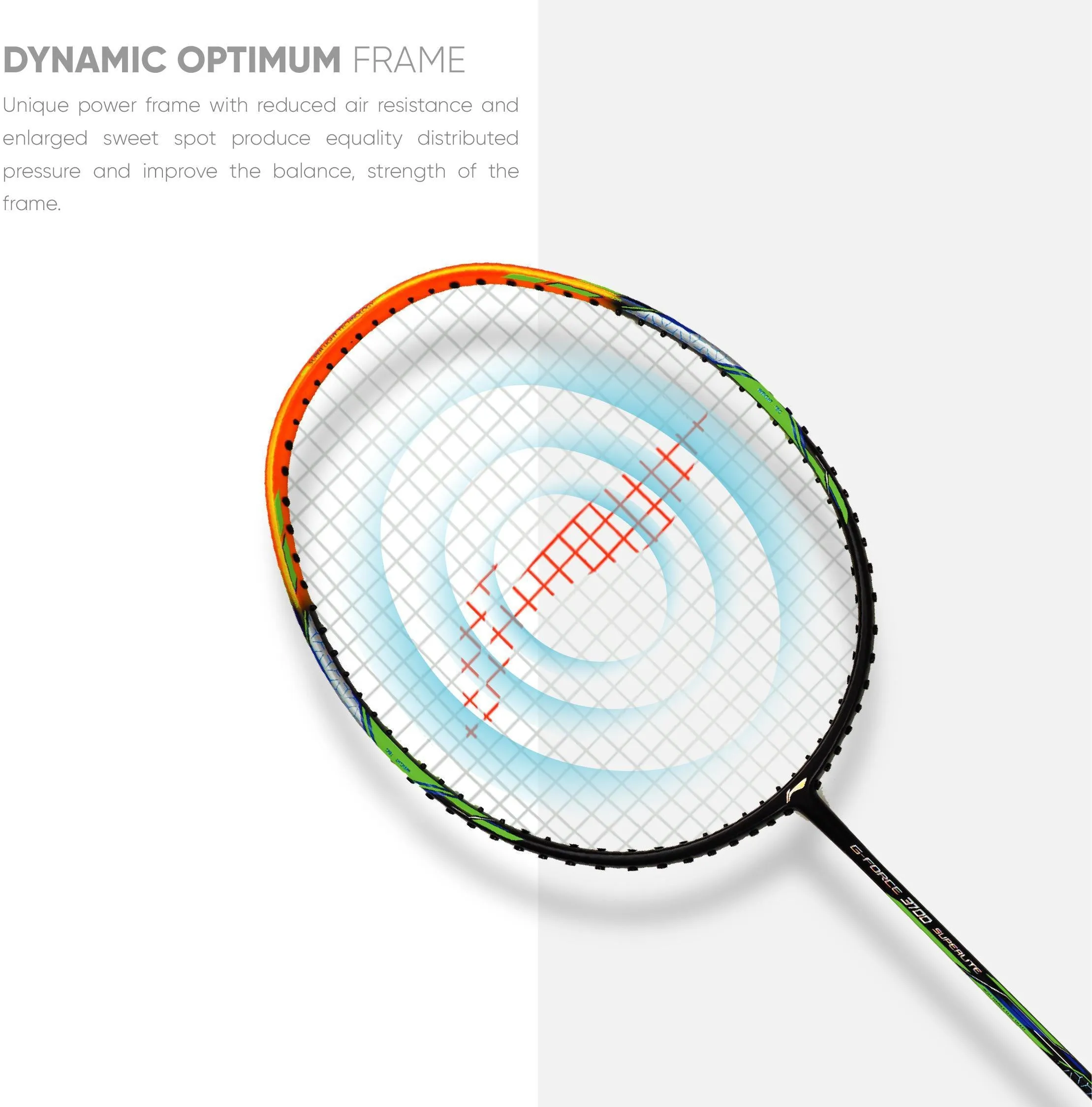 Li-Ning G-Force 3700 Superlite Strung Badminton Racquet (Black / Orange)