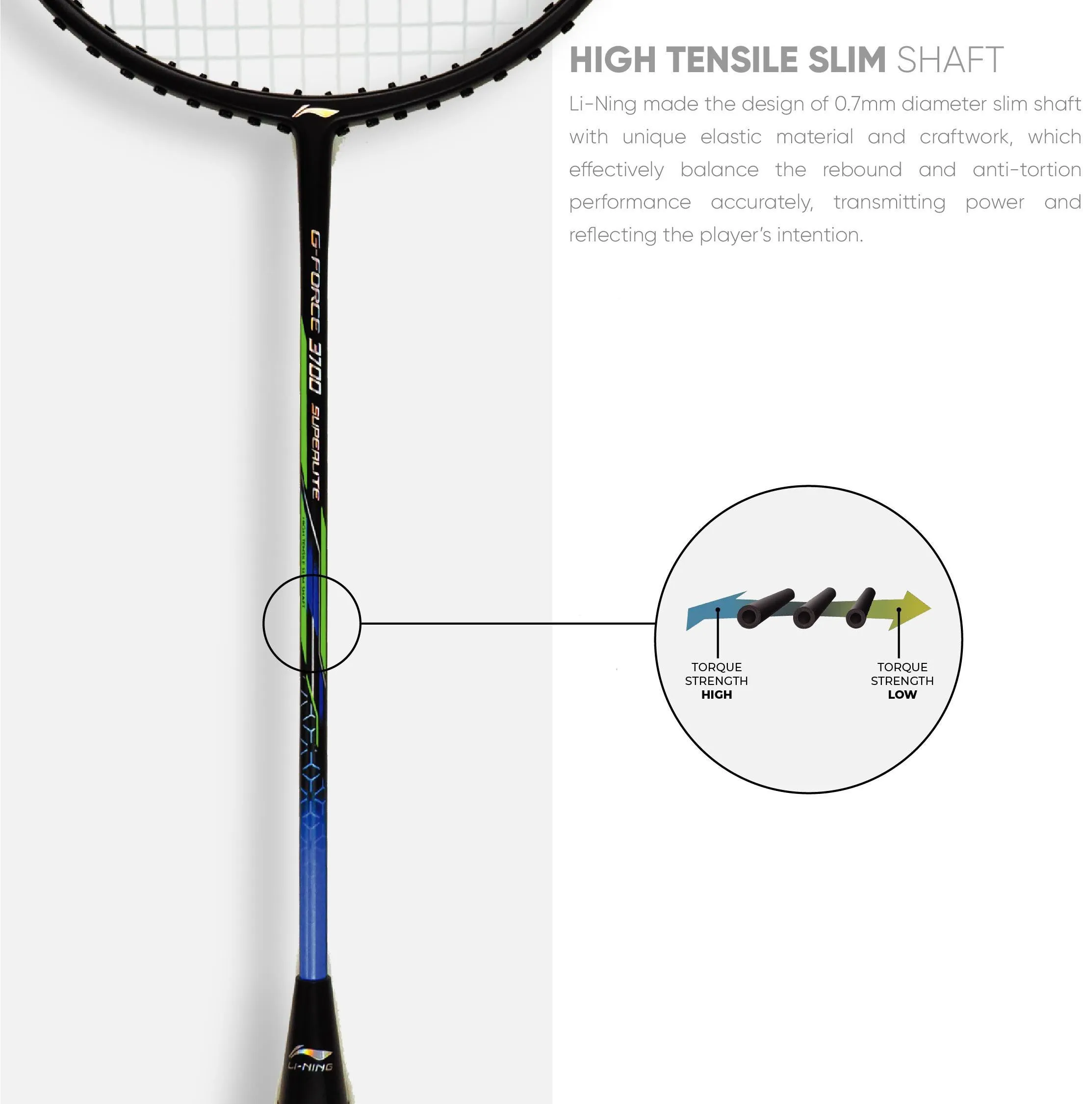 Li-Ning G-Force 3700 Superlite Strung Badminton Racquet (Black / Orange)