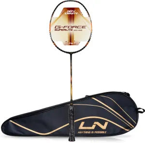 Li-Ning G-Force 5900 Superlite / 79 grams / G6 Unstrung Badminton Racquet (Black / Gold)