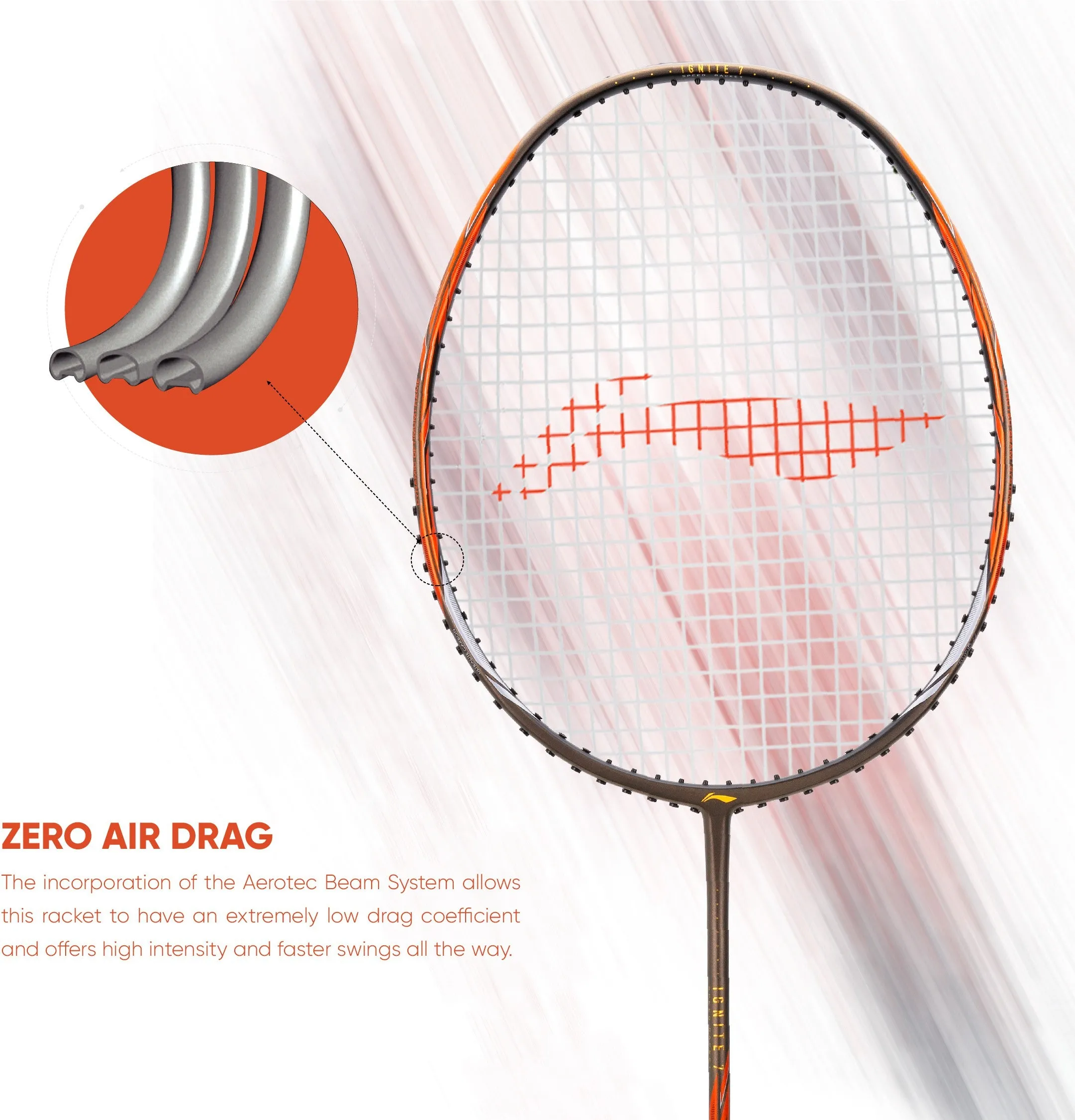 Li-Ning Ignite 7 Strung Badminton Racquet (Grey / Orange)