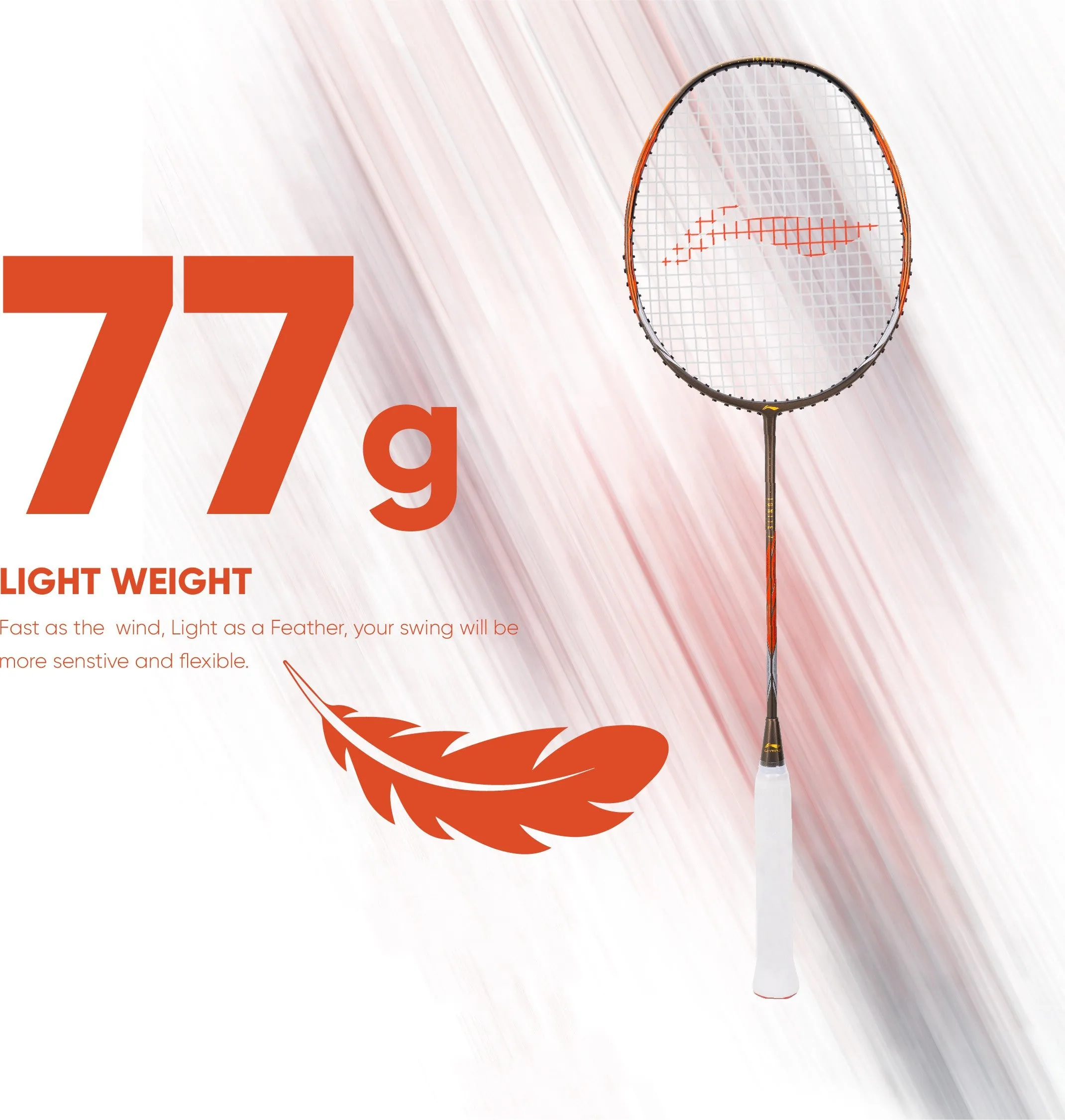 Li-Ning Ignite 7 Strung Badminton Racquet (Grey / Orange)