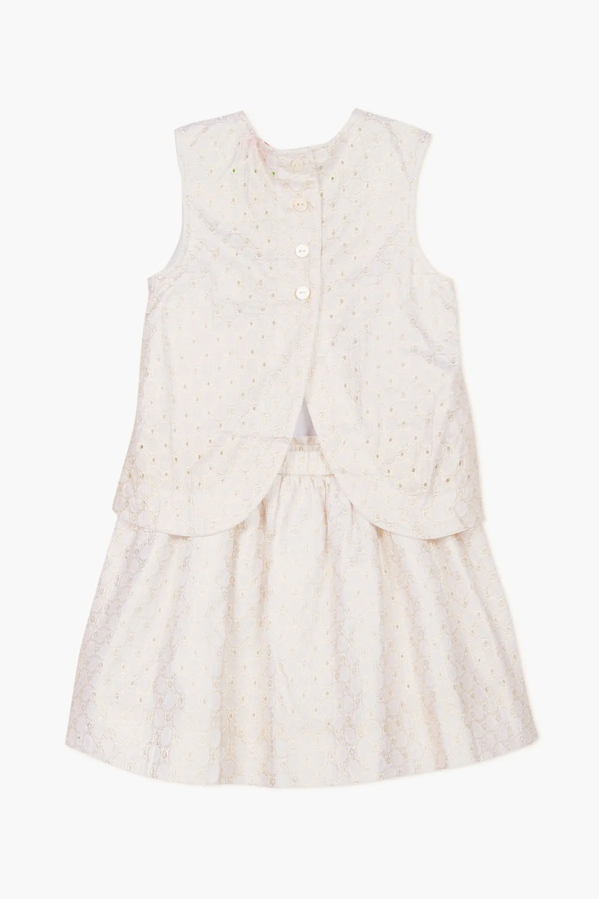 Lili Gaufrette Layered Gold Eyelet Girls Dress