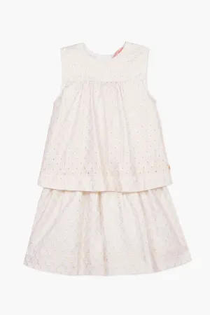 Lili Gaufrette Layered Gold Eyelet Girls Dress