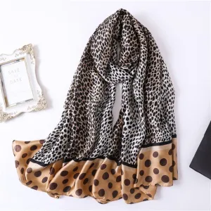 Luxury Fashion Silk Scarf Leopard Printed Bandana Shawl #2454