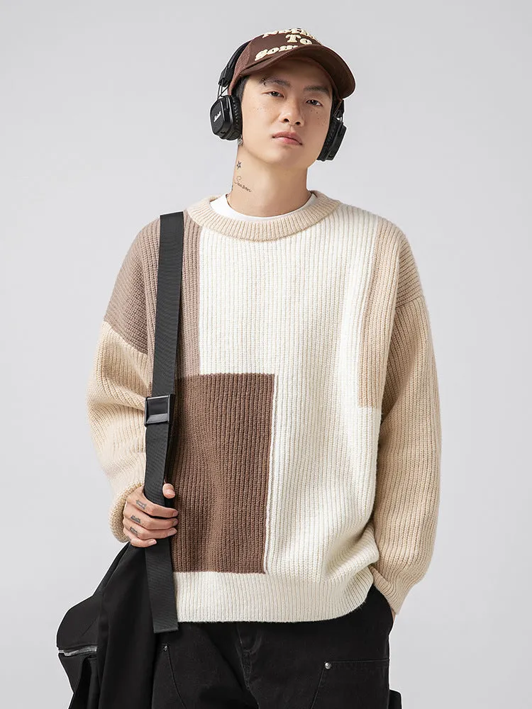 Men'S Spliced Knit Sweaters