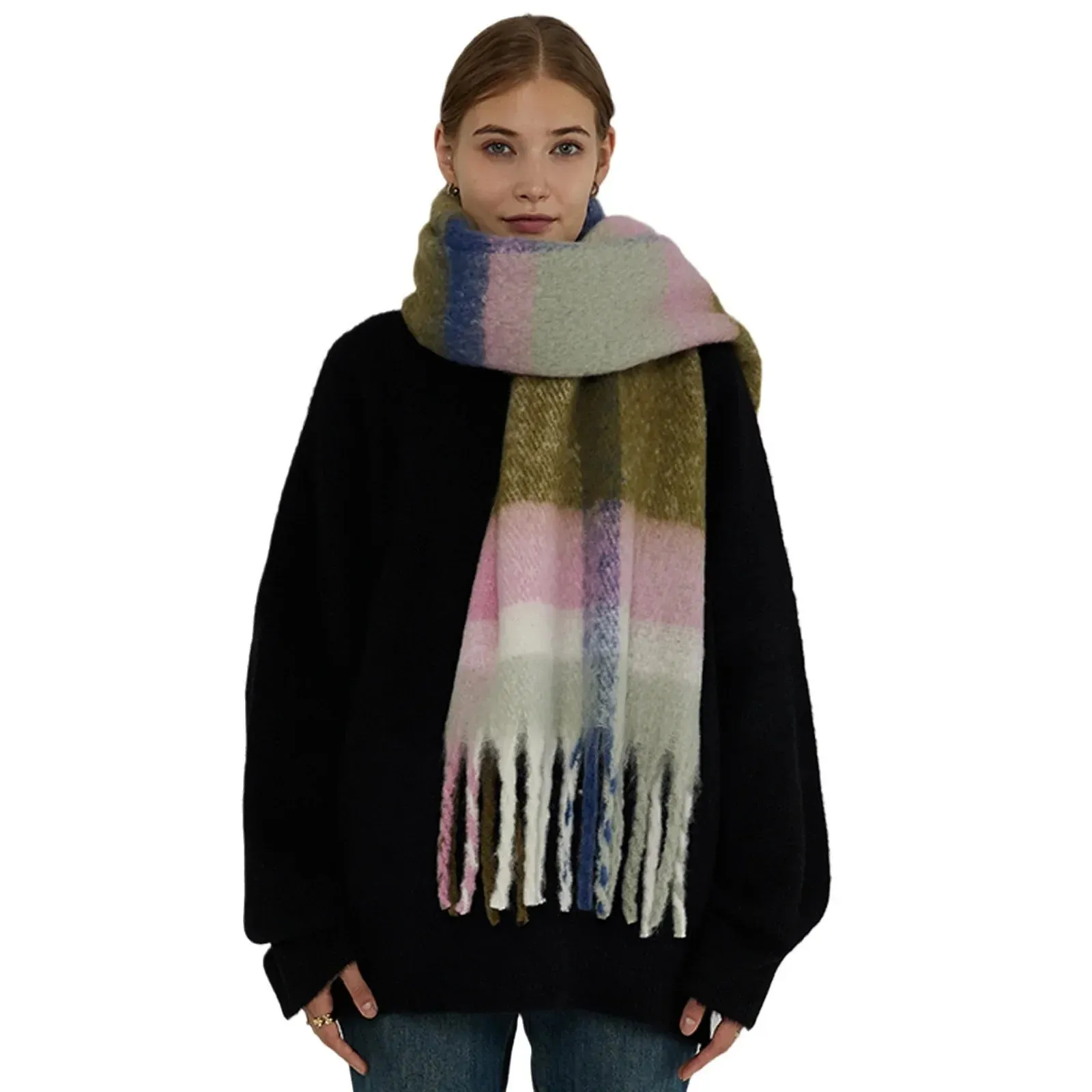 Minimalist Thickened Shawl Neck Scarf - Autumn Winter Imitation Cashmere