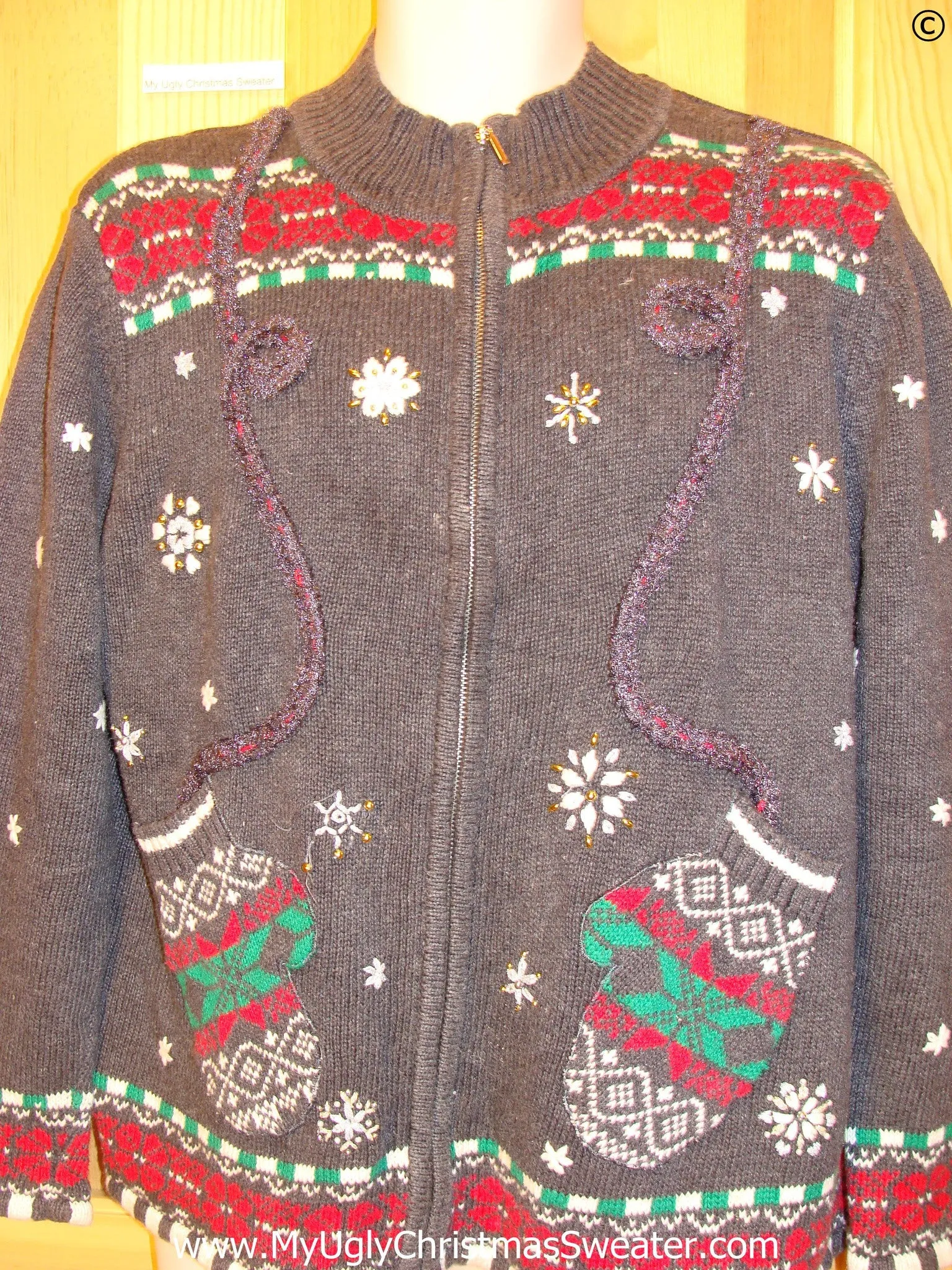 Mittens Themed Tacky Christmas Sweater