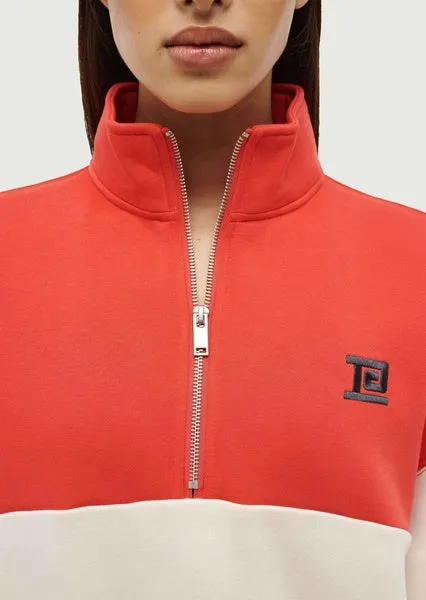 PE NATION - Centre Field Sweat - Whisper White / Poppy Red