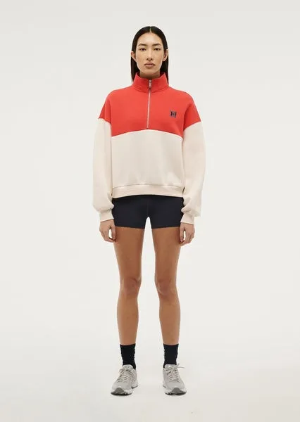 PE NATION - Centre Field Sweat - Whisper White / Poppy Red