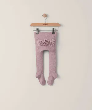 Pink Ruffle Frill Knitted Tights - 1 pair