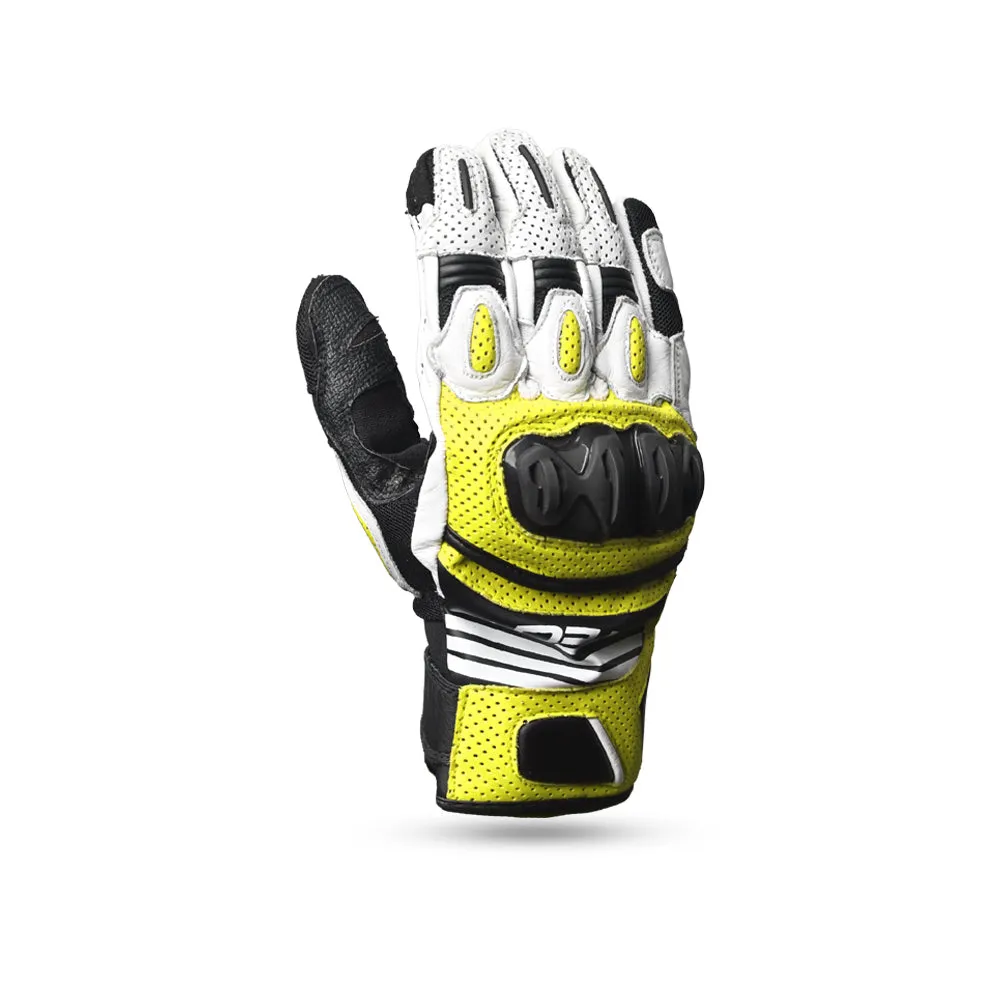 R-tech Rocco  Motorbike Gloves  Black Yellow Flouro