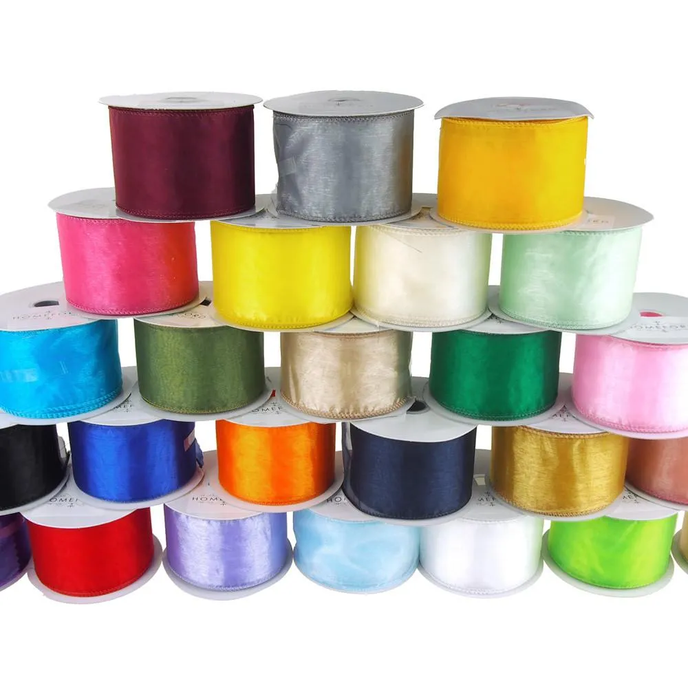 Sheer Organza Wired Edge Ribbon, 2-1/2-inch, 10-yard