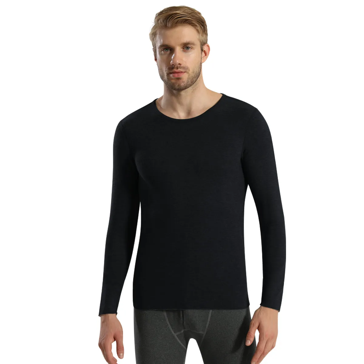 Sidiou Group Winter Thermal Underwear Shirt Cold Weather Fleece Top Warm Cashmere Silk Clothes Men Soft Comfort Bottoming Shirt