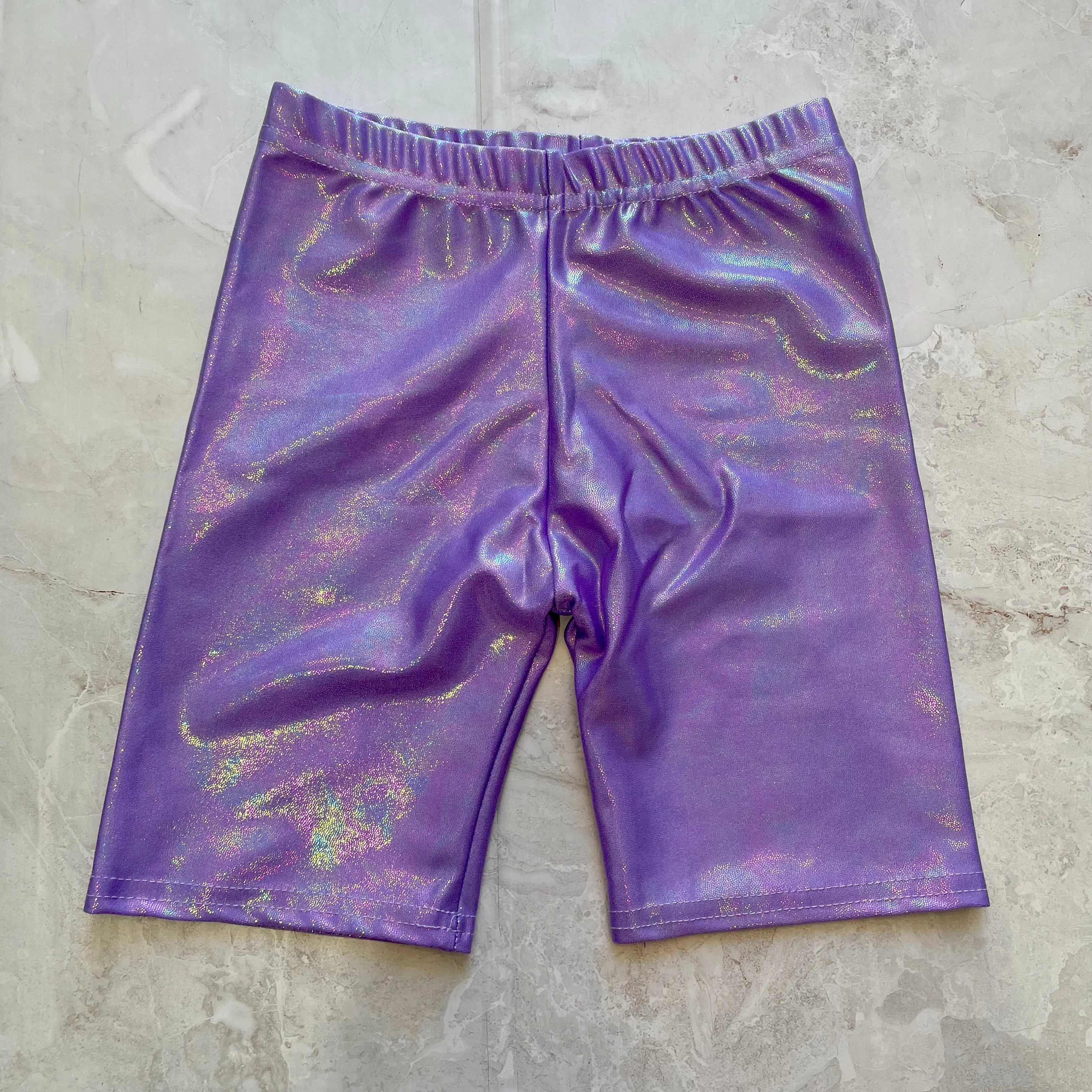 Tween Bottoms | Metallic Biker Shorts - Violet | Dori Creations