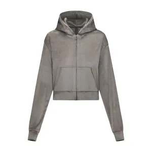 VELOUR HOODIE | GUNMETAL