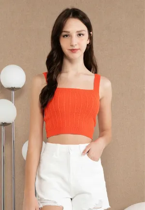 VOIR JEANS Square Neck Sleeveless Knit Crop Top