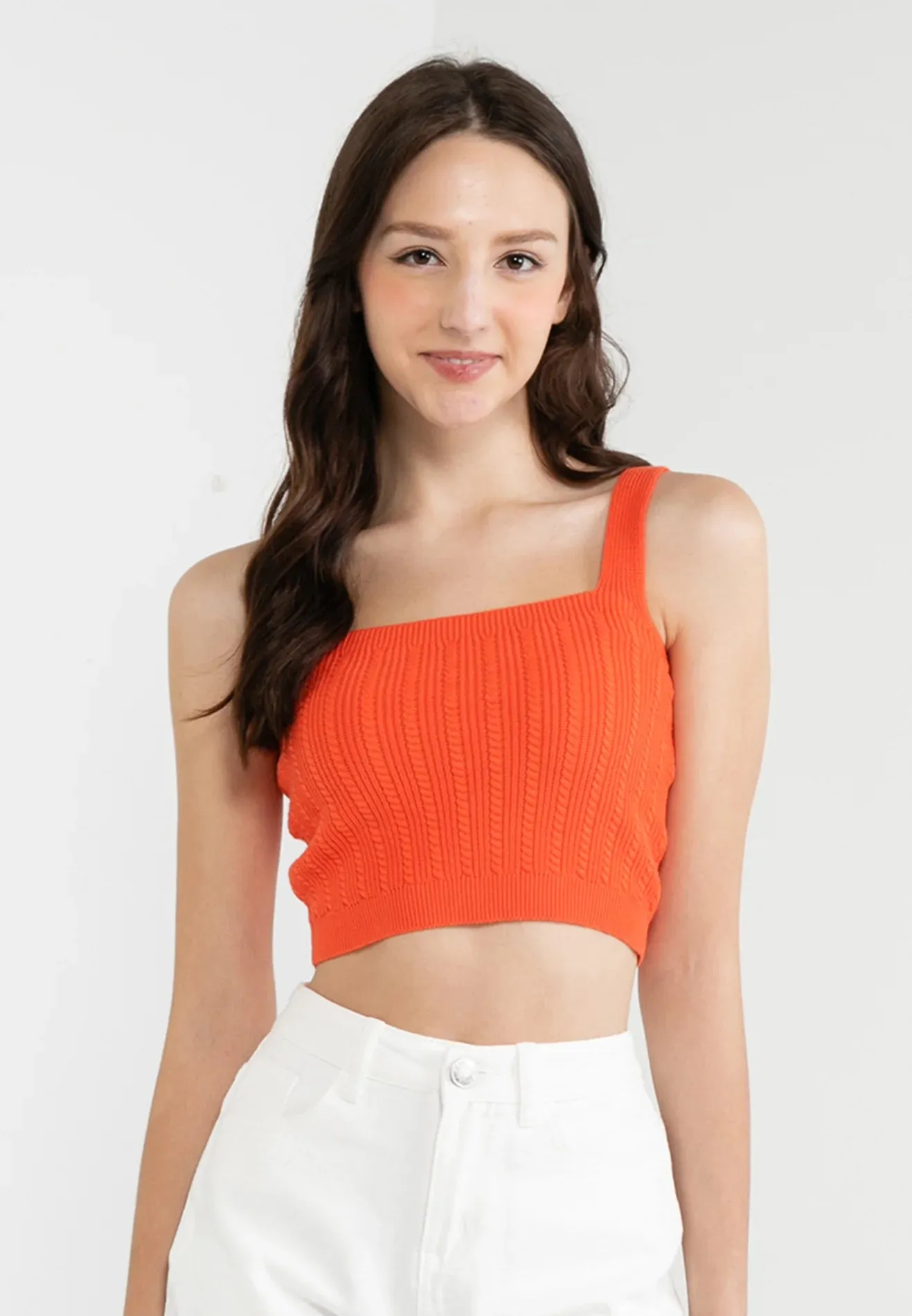 VOIR JEANS Square Neck Sleeveless Knit Crop Top