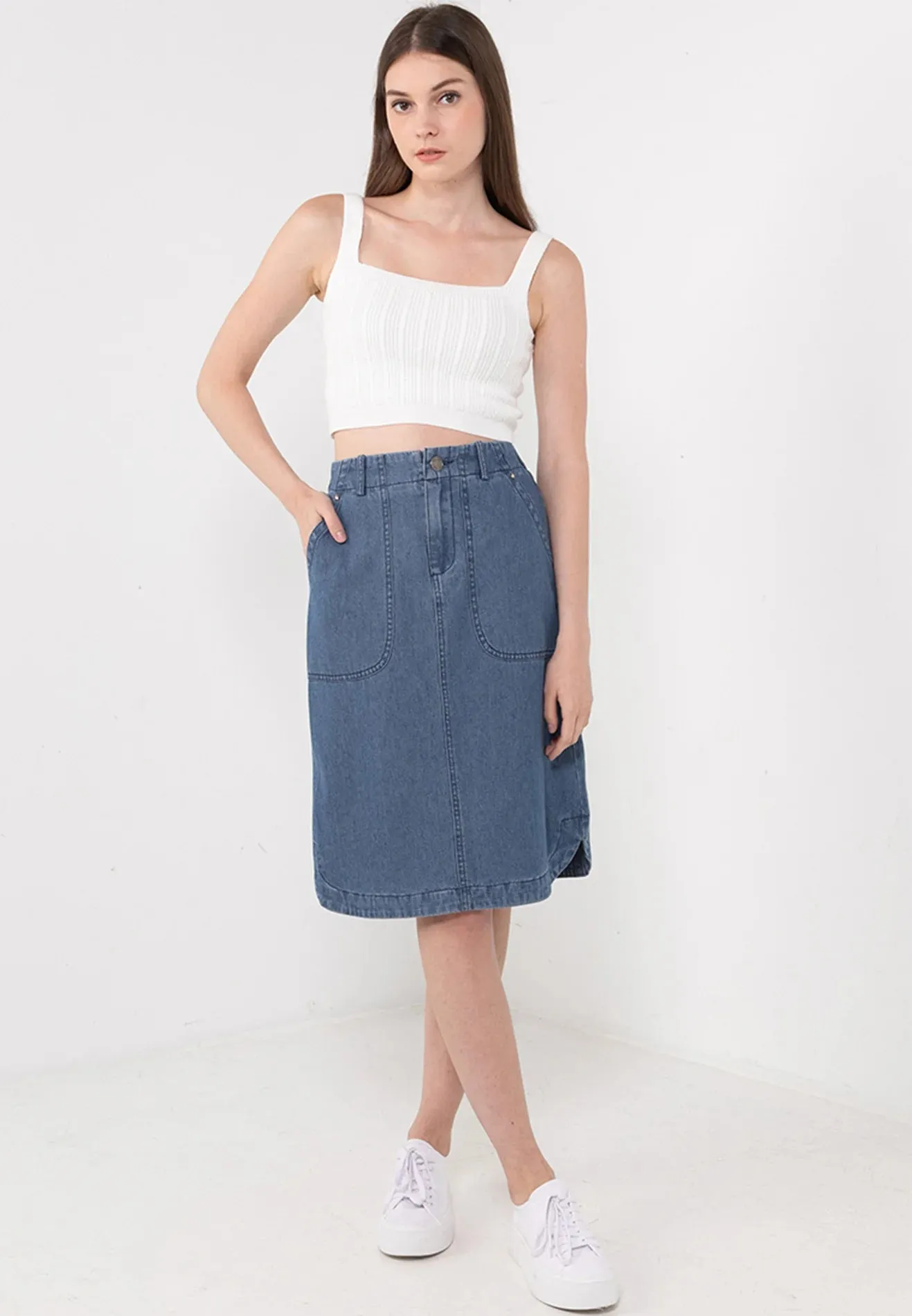 VOIR JEANS Square Neck Sleeveless Knit Crop Top