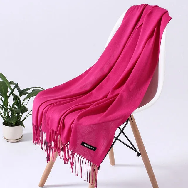 Winter Cashmere Tassel Scarf Printed Bandana Shawl