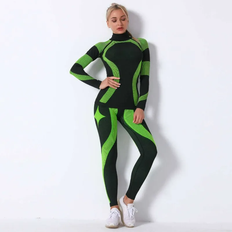 Women's Multicolor Thermal Skiing Underwear Set